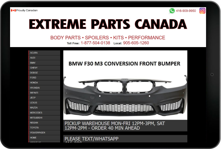 Extreme Parts website