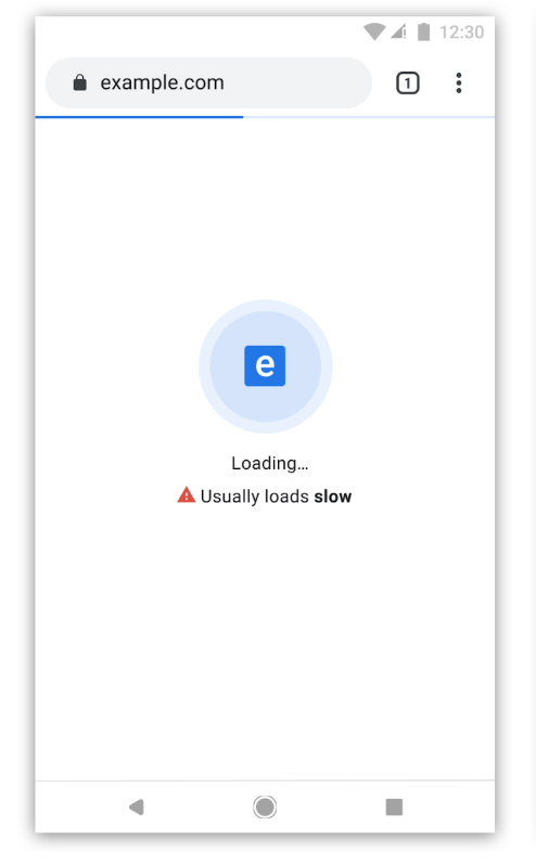 Example of the page speed warning